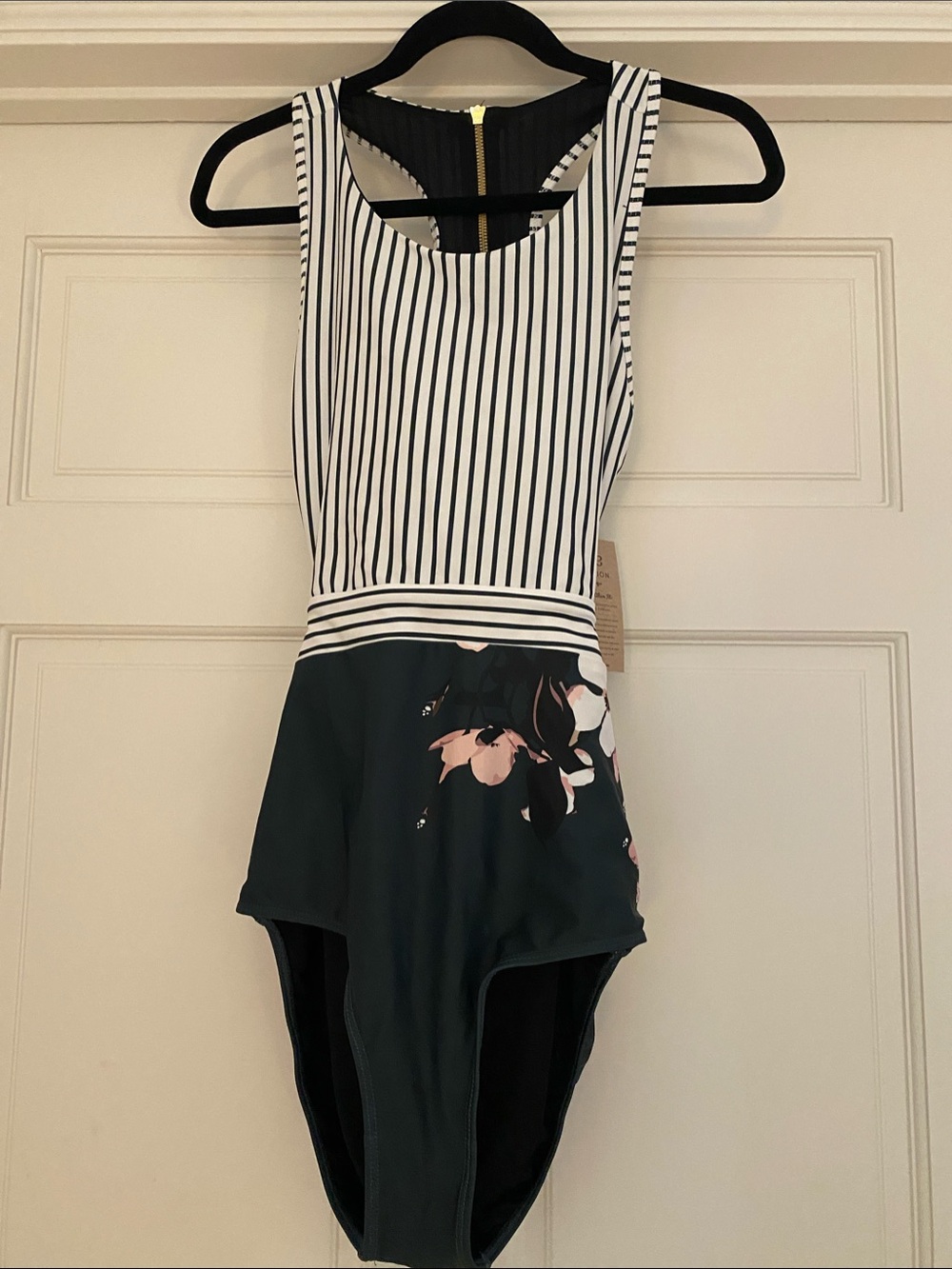Albion swimsuit - stripes, florals, black, navy and gray size L